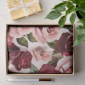 Waterverf roze en Bourgondische bloemen Tissuepapier (Geschenk)