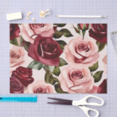 Waterverf roze en Bourgondische bloemen Tissuepapier (Craft)