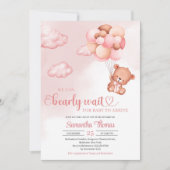 Waterverf roze en bruin meisje baby shower kaart (Voorkant)