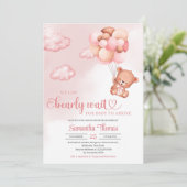 Waterverf roze en bruin meisje baby shower kaart (Staand voorkant)