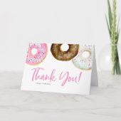 Waterverf Roze en Chocolade Donuts Baby shower Bedankkaart (Voorkant)