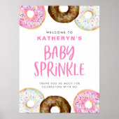 Waterverf Roze en Chocolade Donuts Baby Sprinkle Poster (Voorkant)