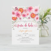 Waterverf Roze en Citrus Spaans Baby shower Kaart (Staand voorkant)