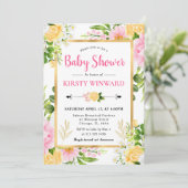 Waterverf Roze en Geel Bloemen Baby shower Kaart (Staand voorkant)
