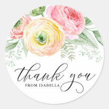 Waterverf Roze en Geel Ranunculus Dank U