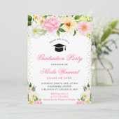 Waterverf Roze en Gele Bloemen Afstuderen Kaart (Staand voorkant)