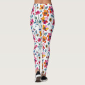 Waterverf Roze en Gele Bloemen Leggings (Achterkant)