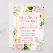 Waterverf Roze en Gele Bloemen Zachte Zestien Kaart (Voorkant)