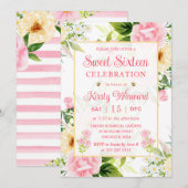 Waterverf Roze en Gele Bloemen Zachte Zestien Kaart (Voorkant / Achterkant)