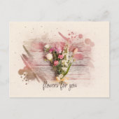Waterverf Roze en Gele Floral Bouquet Briefkaart (Voorkant)