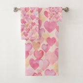 Waterverf Roze en Gele Harten Leuke Romantisch Bad Handdoek (Insitu)