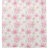 Waterverf Roze en Glitter Winter Snowflakes Douchegordijn (Voorkant)