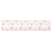 Waterverf Roze en Glitter Winter Snowflakes Korte Tafelloper (Horizontaal)