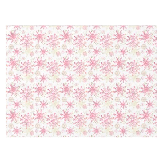 Waterverf Roze en Glitter Winter Snowflakes Tafelkleed (Voorkant (Horizontaal))