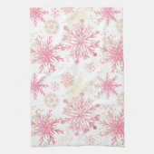 Waterverf Roze en Glitter Winter Snowflakes Theedoek (Verticaal)