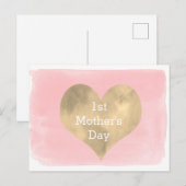Waterverf Roze en Gold 1ste Moederdag Briefkaart (Voorkant / Achterkant)