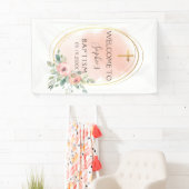 Waterverf roze en Gold Baptisme Welkom Spandoek (Insitu)