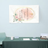 Waterverf roze en Gold Baptisme Welkom Spandoek (Beurs)