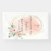 Waterverf roze en Gold Baptisme Welkom Spandoek (Horizontaal)