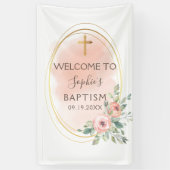 Waterverf roze en Gold Baptisme Welkom Spandoek (Verticaal)