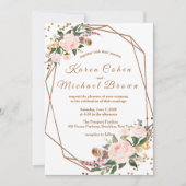 Waterverf Roze en Gold Boho Chic Floral Wedding Kaart (Voorkant)