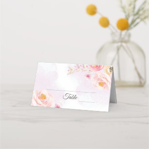 Waterverf Roze en Gold Floral bruiloft Plaatskaartje