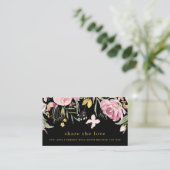 Waterverf Roze en Gold Floral Referral | Zwart (Staand voorkant)