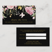 Waterverf Roze en Gold Floral Referral | Zwart (Voorkant / Achterkant)