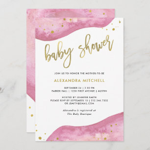 Waterverf Roze en Gold Geode Baby shower Kaart