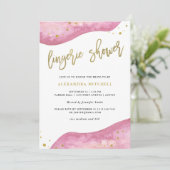 Waterverf Roze en Gold Geode Lingerie Shower Kaart (Staand voorkant)