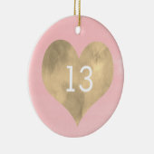 Waterverf Roze en Gold Heart 13e verjaardag Keramisch Ornament (Rechts)