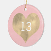 Waterverf Roze en Gold Heart 13e verjaardag Keramisch Ornament (Links)