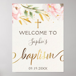 Waterverf roze en goudblaasjes welkom poster