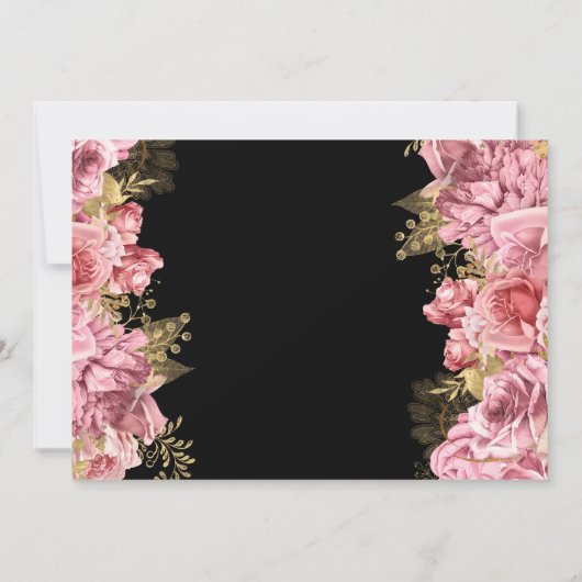 Waterverf Roze en Gouden Bloemen 21ste Verjaardag Kaart (Achterkant)