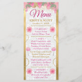 Waterverf Roze en gouden bloemen bruiloft Menu (Voorkant)