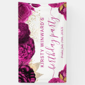 Waterverf roze en gouden bloemen spandoek (Verticaal)