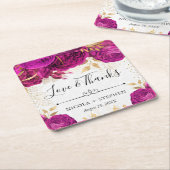 Waterverf Roze en gouden bloemen Weddenschap Kartonnen Onderzetters (Schuin)