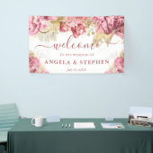 Waterverf Roze en gouden bloemen Weddenschap Spandoek (Beurs)