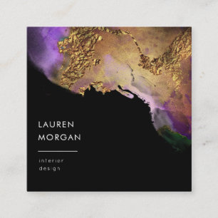 Waterverf roze en gouden faux folie Visitekaartje