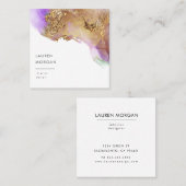 Waterverf roze en gouden faux folie Visitekaartje (Voorkant / Achterkant)