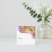 Waterverf roze en gouden faux folie Visitekaartje (Staand voorkant)