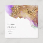 Waterverf roze en gouden faux folie Visitekaartje (Voorkant)