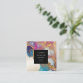 Waterverf Roze en Gouden Faux Folie Visitekaartje (Staand voorkant)