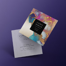 Waterverf Roze en Gouden Faux Folie Visitekaartje