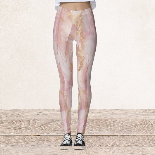 Waterverf roze en gouden Leggings