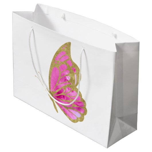 Waterverf Roze en goudvlinder Groot Cadeauzakje (Achterkant Gekanteld)
