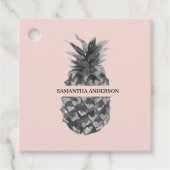 Waterverf Roze en grijze ananas | JOUW NAAM Bedankjes Labels (Voorkant)