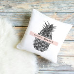 Waterverf Roze en grijze ananas | JOUW NAAM Buitenkussen<br><div class="desc">Waterverf Roze en grijze ananas | JOUW NAAM</div>