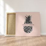 Waterverf Roze en grijze ananas | JOUW NAAM Canvas Afdruk<br><div class="desc">Waterverf Roze en grijze ananas | JOUW NAAM</div>