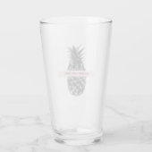 Waterverf Roze en grijze ananas | JOUW NAAM Glas (Achterkant)